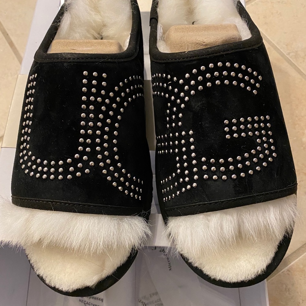 UGG fur studded slippers women’s